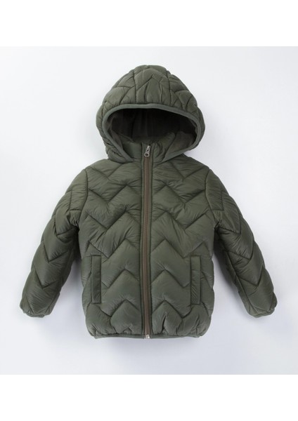 Desenli Kapşonlu Erkek Çocuk Mont 51328