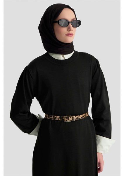 Basic Triko Elbise 25KTD956 Siyah modelleri