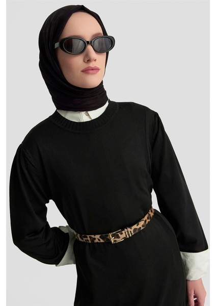 Basic Triko Elbise 25KTD956 Siyah fırsatları