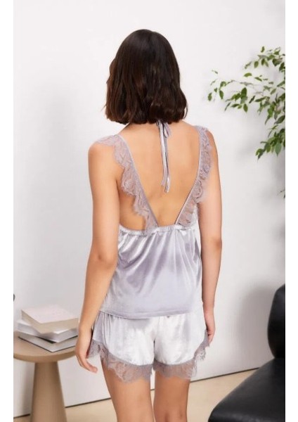 Kadife Saten 3'lü Kadın Pijama Takımı - 2845 modelleri