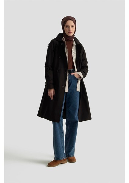 Trençkot 25KT713 Siyah modelleri
