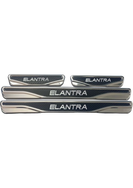 Hyundai Accent, I20, I30, I40, Bayon, Elantra, Santafe, Tucson, ile Uyumlu Universal Krom/karbon Kapı Eşik Koruması 4- Kapı (4 Prç)