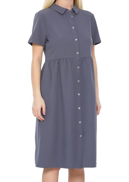 Kadın Gömlek Yaka Önden Düğmeli Yarım Kol Büyük Beden Curve Hamile Günlük Elbise fiyatları