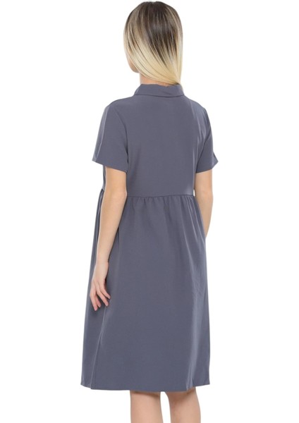 Kadın Gömlek Yaka Önden Düğmeli Yarım Kol Büyük Beden Curve Hamile Günlük Elbise modelleri