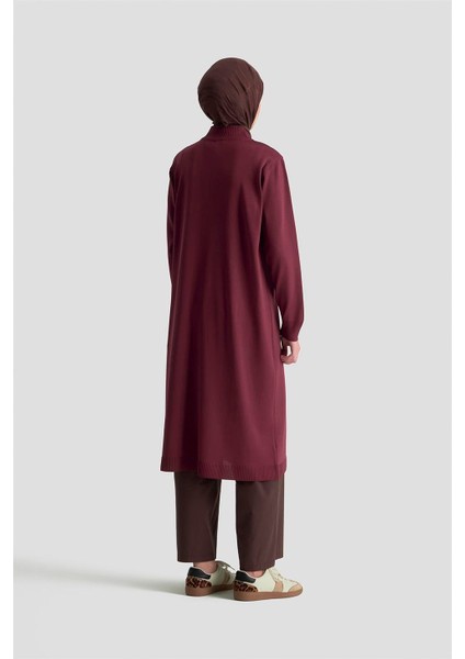 Fermuar Detaylı Triko Tunik 25KTD4113 Bordo indirimleri