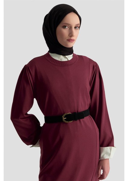 Basic Triko Elbise 25KTD956 Bordo fırsatları