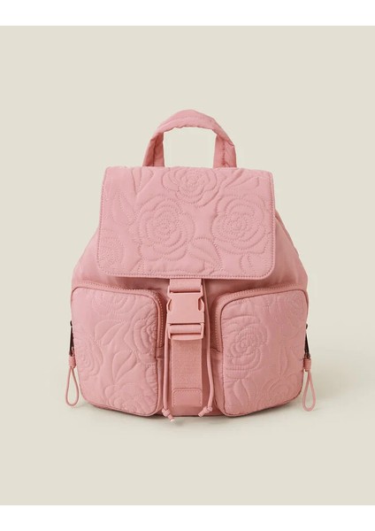 Gül Nakışlı Sırt Çantası Pembe