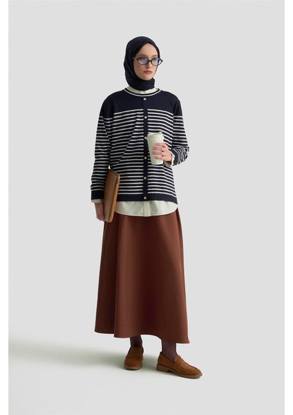 Godeli ve Cepli Etek 25K1913 Kahve