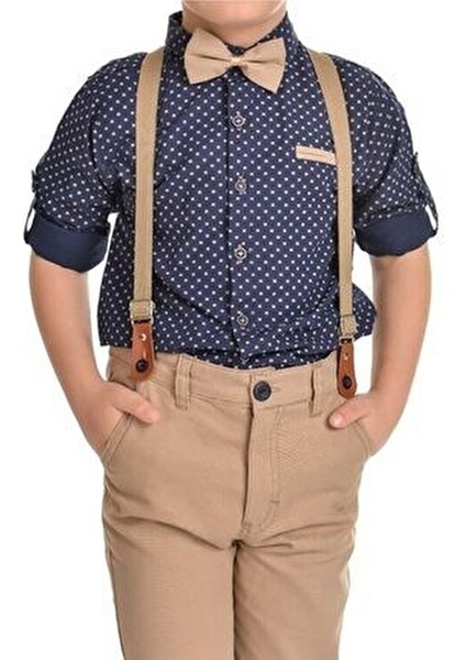 Erkek Çocuk Lacivert Oxford Gömlekli Papyonlu Takım indirimleri