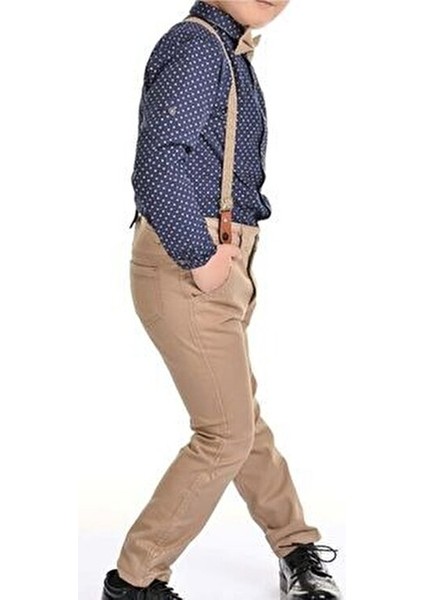 Erkek Çocuk Lacivert Oxford Gömlekli Papyonlu Takım