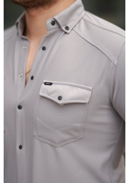 Erkek Çift Cepli Çıtçıt Düğmeli Uzun Kollu Gömlek fırsatları