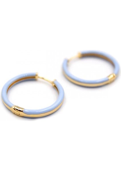 Mineli Halka Küpe - Açık Mavi