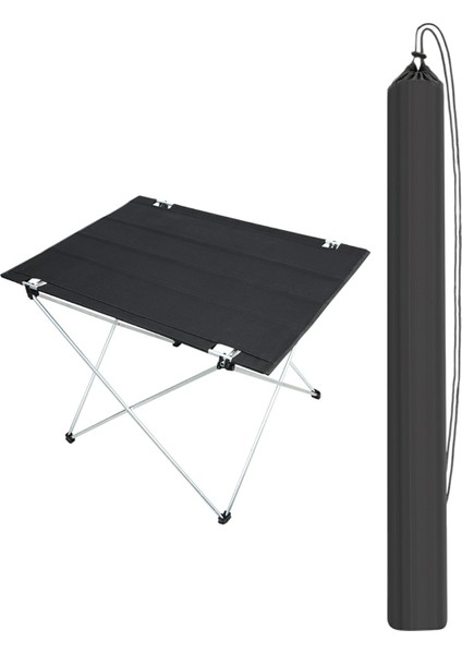 Katlanabilir Kumaş Kamp ve Piknik Masası - Çantalı Siyah - Geniş Model - 73 x 55 x 48 cm
