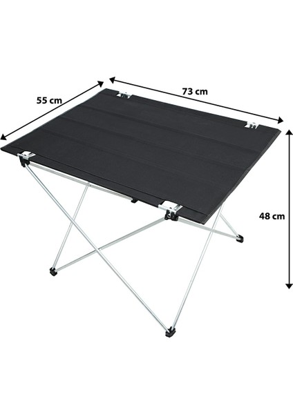 Katlanabilir Kumaş Kamp ve Piknik Masası - Çantalı Siyah - Geniş Model - 73 x 55 x 48 cm modelleri