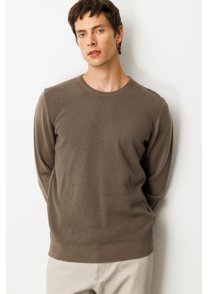 Erkek Sıfır Yaka Önü Baklavalı Triko Kazak Vizon fırsatları