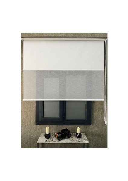 Volper VP1075 Çift Mekanizmalı Beyaz Tül ve Stor Perde Düz Desen Polyester Kumaş