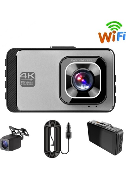 M78W 4K Ultra Hd Wifi Araç Içi Kamera Ön - Arka Görüş - Gece Görüşlü 170° Görüş Açısı