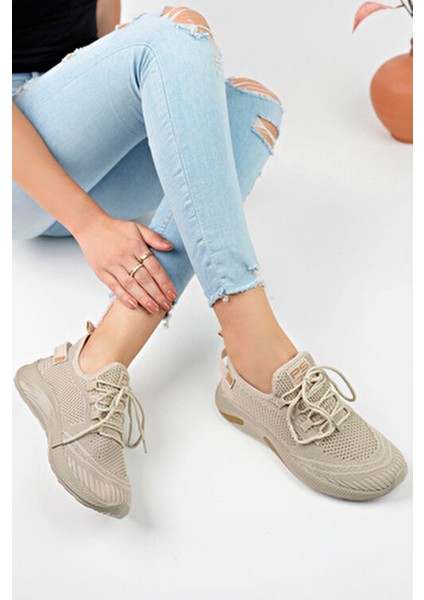 Nude Unisex Triko Sneaker 4555 Ortopedik Tabanlı Bej Günlük Ayakkabı Modelleri indirimleri