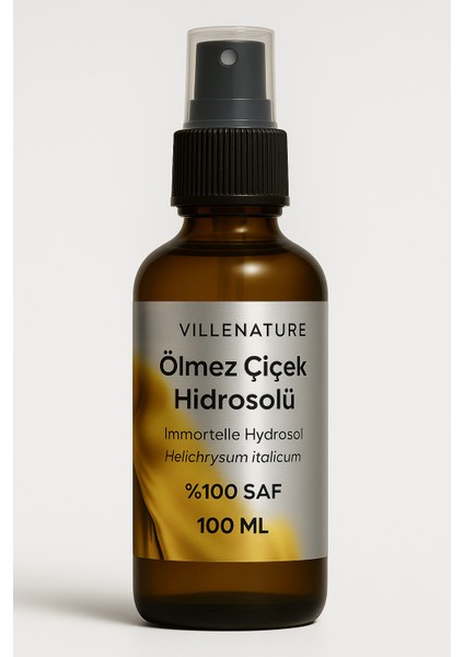 %100 Saf Ölmez Çiçek Hidrosolü ~altın Otu Hidrosolü 100 ml Cam Amber Sprey Başlık Kolajen Nem Tonik