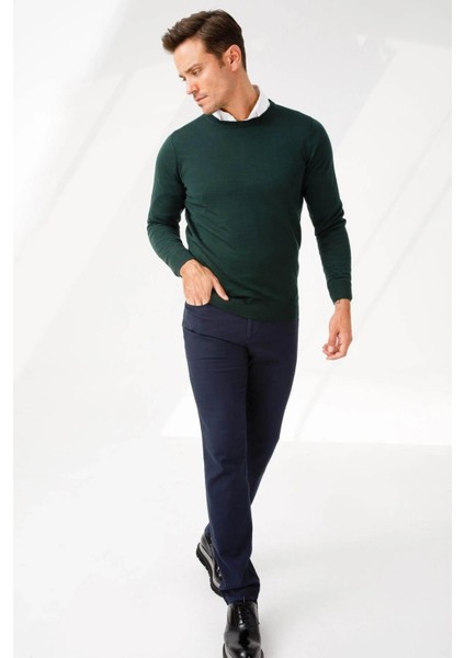 Erkek Basic Sıfır Yaka Ince Triko Kazak Yeşil modelleri