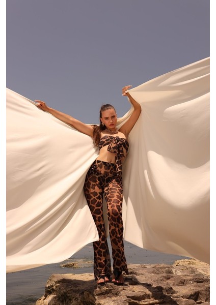 Sıcıly Pareo Leopar Desenli Alt Üst Takım indirimleri