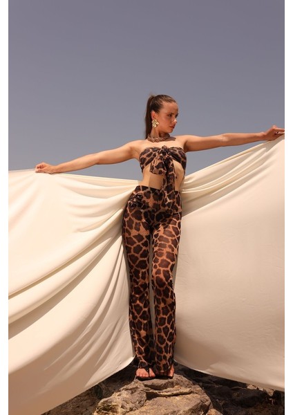 Sıcıly Pareo Leopar Desenli Alt Üst Takım