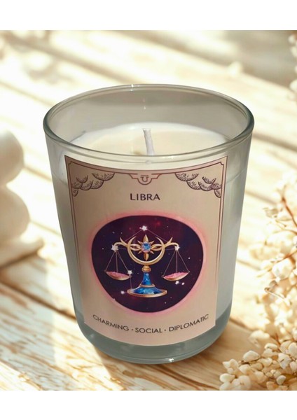 Terazi Burcu Mum – Vanilya Kokulu Soya Mum | Scented Libra Candle – Vanilla Soy Wax– Handmade modelleri