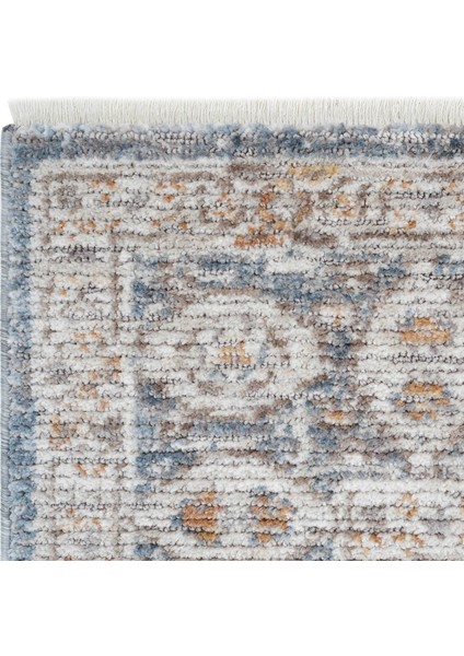 Belina Krem Mavi Salon Halısı Etnik Vintage Klasik Göbekli Bukle Salon Oturma Odası Halısı fırsatları