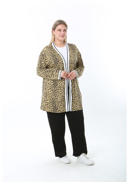 Kadın Likralı Desenli Büyük Beden Hırka fırsatları