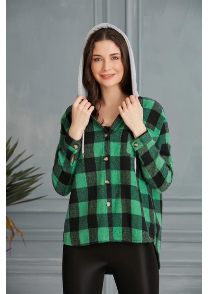 Kadın Çok Renkli Yeşil Oduncu Oversize Ceket Gömlek modelleri