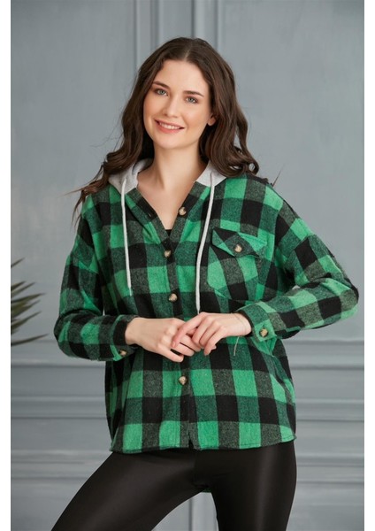 Kadın Çok Renkli Yeşil Oduncu Oversize Ceket Gömlek indirimleri