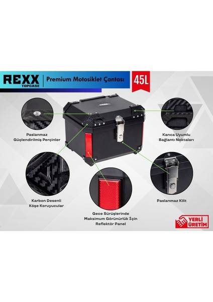 Kare Lüks Abs Arka Çanta 45 Litlere Su Geçirmez Kırılmaz Karbon Görünümlü indirimleri