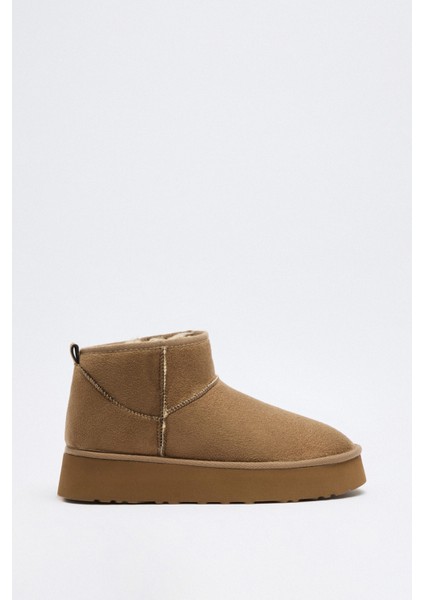 Bot 2519 - İçi Kürklü Kalın Tabanlı Vizon Süet Kadın Bot fiyatları