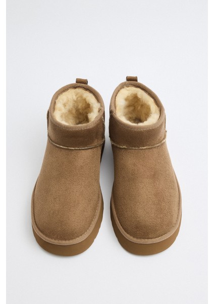 Bot 2519 - İçi Kürklü Kalın Tabanlı Vizon Süet Kadın Bot fırsatları