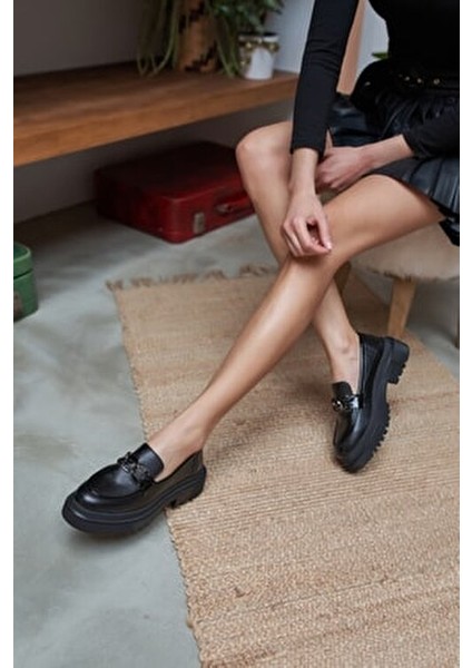 Anabel Kadın Siyah Ithal Toka Detay Oxford Ayakkabı