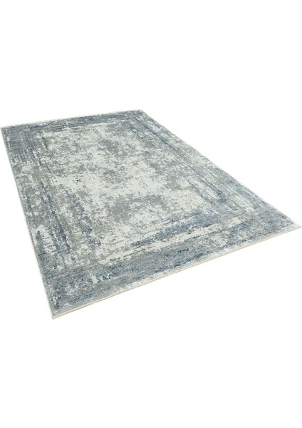 Queen 8102 Mavi - Viskon Bambu Halı | Dokuma Salon Halısı