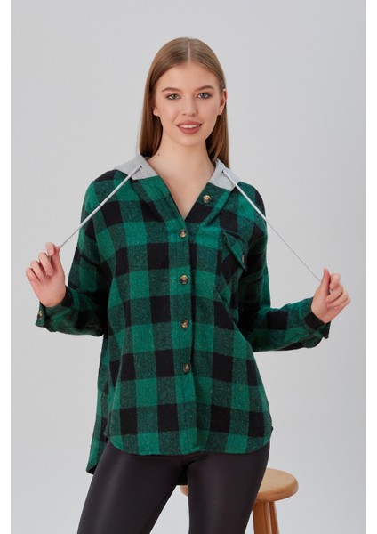 Kadın Desenli Renkli Oduncu Oversize Bol ve Geniş Kalıp Casual Çift Kapüşonlu Ceket Gömlek modelleri