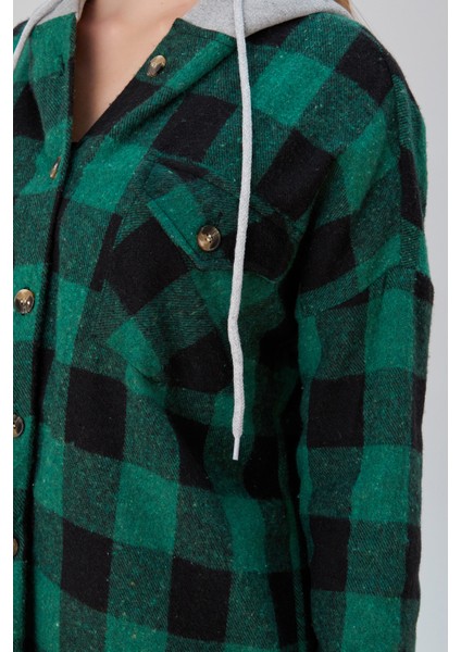 Kadın Desenli Renkli Oduncu Oversize Bol ve Geniş Kalıp Casual Çift Kapüşonlu Ceket Gömlek fırsatları