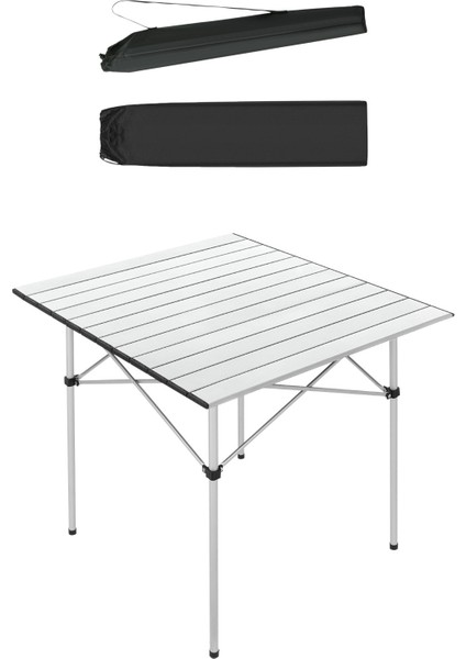 Alüminyum Katlanabilir Kamp ve Piknik Masası - Omuz Askılı Taşıma Çantasıyla Xl - Gümüş