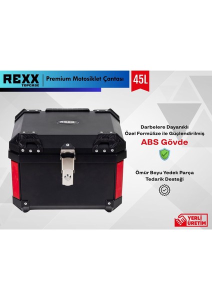 Rexx Motosiklet Arka Çanta 45 Litlere Abs Lüks Kare Çanta fiyatları