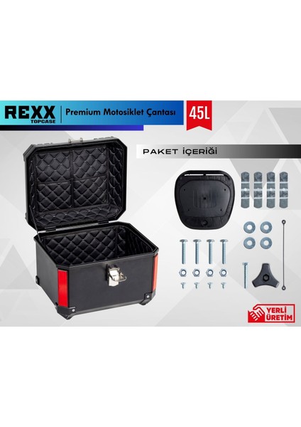 Rexx Motosiklet Arka Çanta 45 Litlere Abs Lüks Kare Çanta