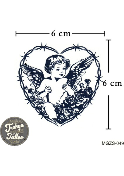 Yarı Kalıcı Dövme Kalp ve Kanatlı Melek Geçici Dövme MGZS-049