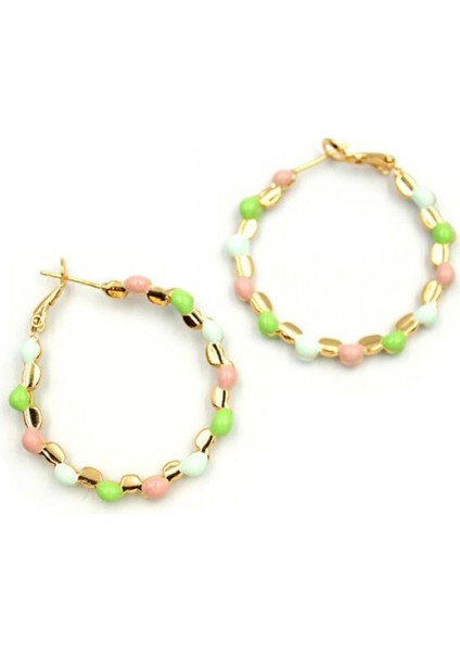 Mineli Halka Küpe - Yeşil