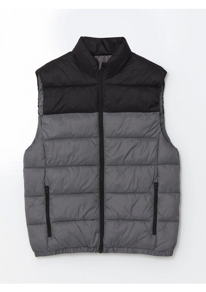 Xsıde Gri Slim Fit Dik Yaka Erkek Şişme Yelek