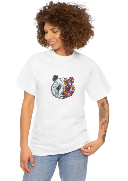 Unisex Bisiklet Yaka Baskılı T-Shirt - Beyaz fiyatları