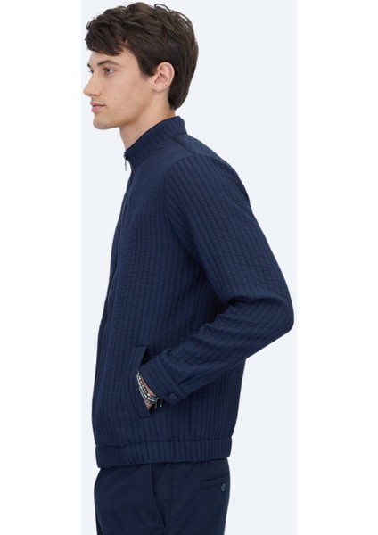 Lacivert Regular Fit Casual Dokuma Mont