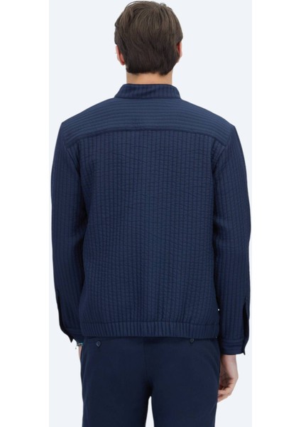 Lacivert Regular Fit Casual Dokuma Mont