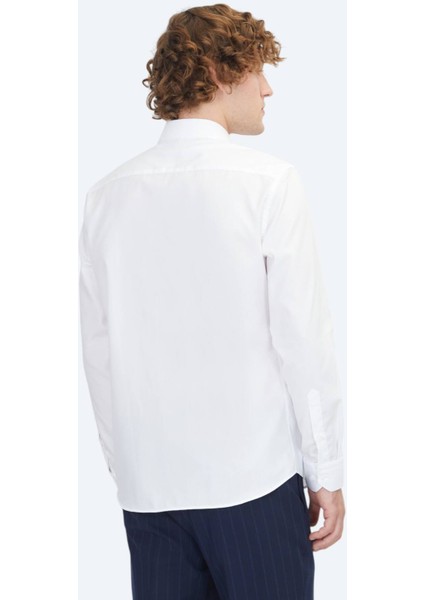 Beyaz Regular Fit Dokuma Klasik %100 Pamuk Gömlek indirimleri
