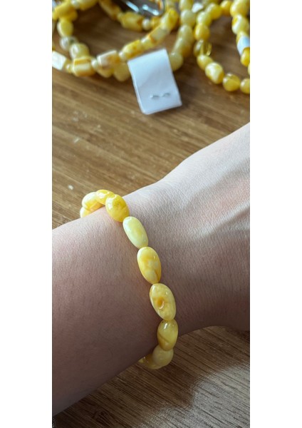 Kehribar Bileklik Badem Damarlı