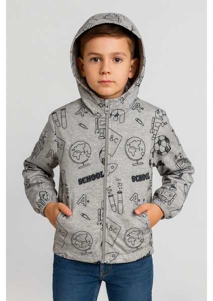 School Desen Erkek Çocuk Yağmurluk 3337